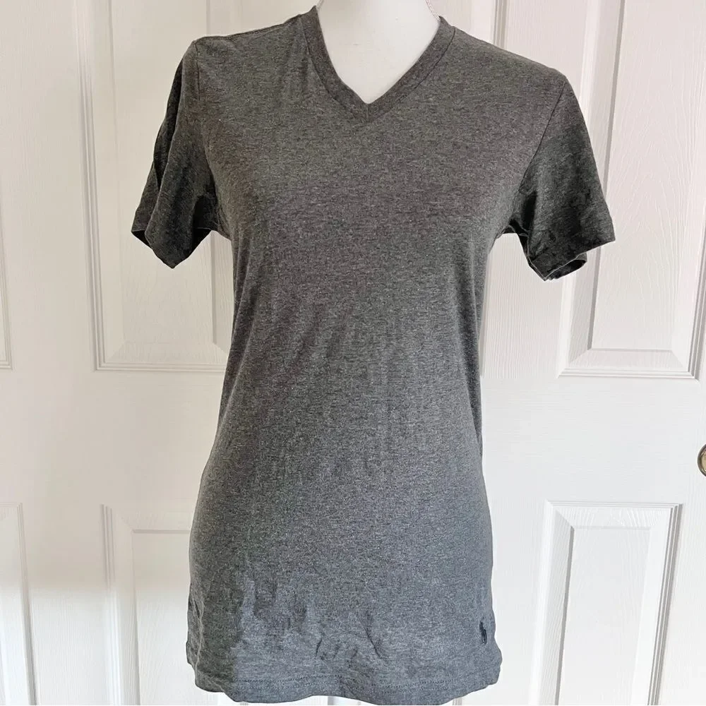 Polo Ralph Lauren V neck Cotton Shirt in Charcoal Gray Small